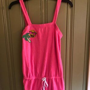 Justice (16/18) Hot Pink Bathing Suit Romper Cover Up W/Summer Graphic Designs